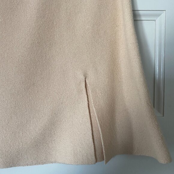 Cream A-line Mini Skirt with Slit - Picture 2 of 2